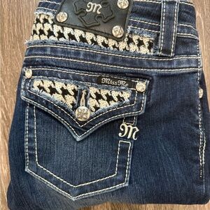 Miss Me Women's Dark Blue Skinny Jeans with White Accents